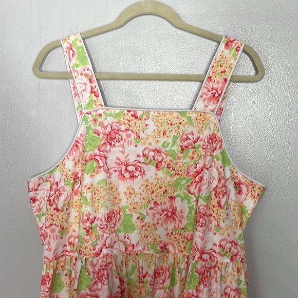 LANZ OF SALZBURG 100% COTTON FLORAL PRINT STRAP MIDI DRESS w / POCKETS SZ 1X - Picture 3 of 10